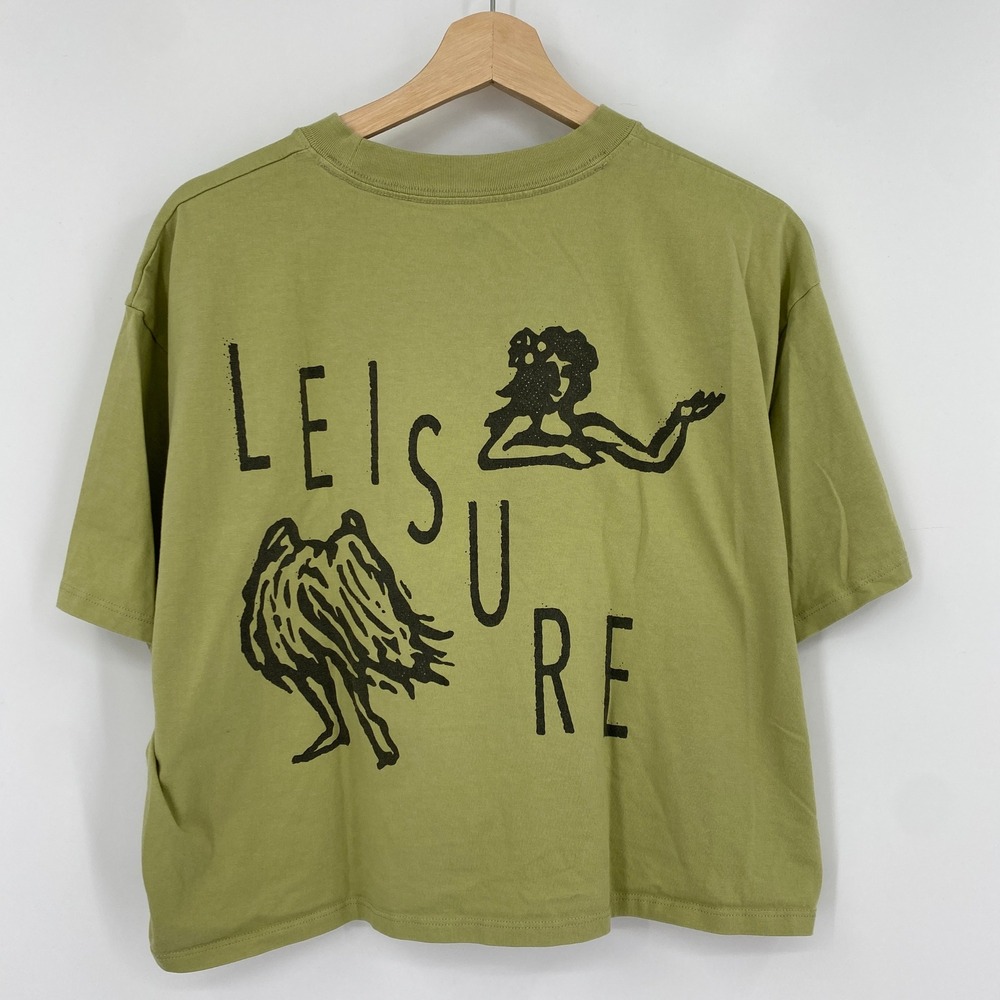Duvin T-Shirt Women XL Green Rest In Peace Leisure Graphic Boxy Crop Tee